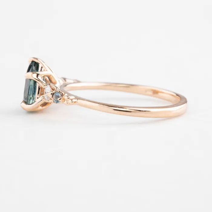 Rings Envero Jewelry Estel Fleur Ring 113ct Light Blue Green Pear Montana Sapphire 14K Rose Gold One of a kind Rings Envero Jewelry Estel Fleur Ring 113ct Light Blue Green Pear Montana Sapphire 14K Rose Gold One of a kind