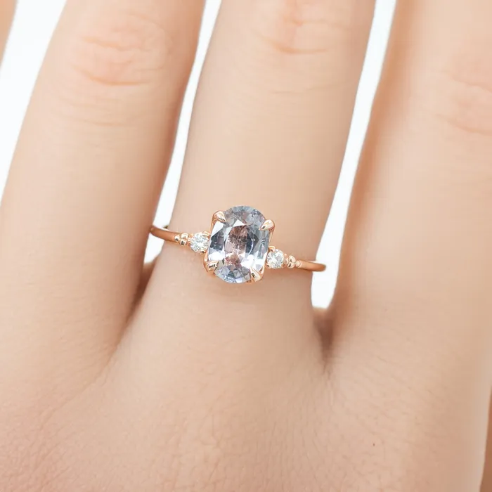 Rings Envero Jewelry Estel Ring 138ct Lavender Blue Unheated Oval Sapphire 14K Rose Gold One of a kind Rings Envero Jewelry Estel Ring 138ct Lavender Blue Unheated Oval Sapphire 14K Rose Gold One of a kind