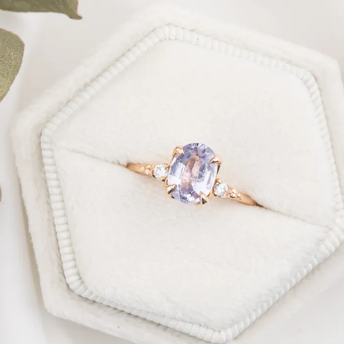 Rings Envero Jewelry Estel Ring 138ct Lavender Blue Unheated Oval Sapphire 14K Rose Gold One of a kind Rings Envero Jewelry Estel Ring 138ct Lavender Blue Unheated Oval Sapphire 14K Rose Gold One of a kind