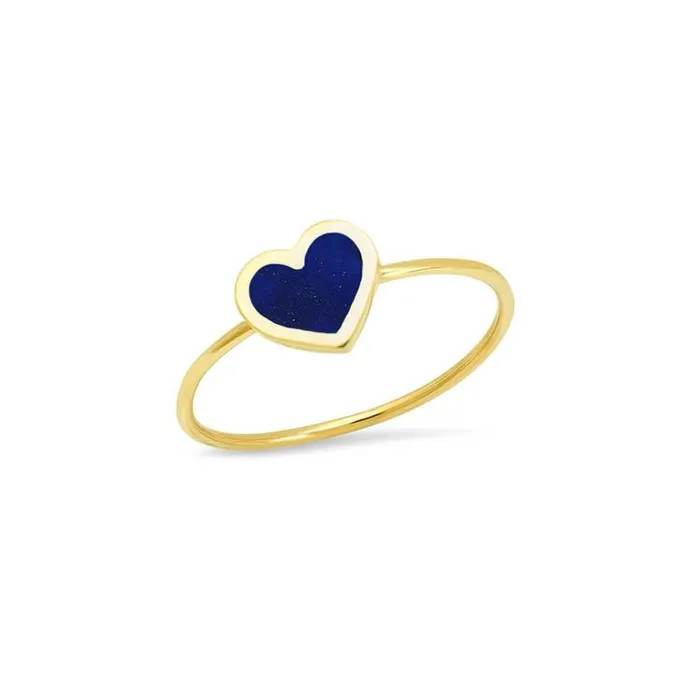 Rings Extra Small Lapis Inlay Heart Ring18K Jennifer Meyer