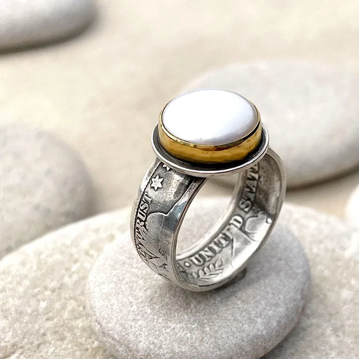 Rings HeidiJHale 22k Gold Pearl Coin Ring