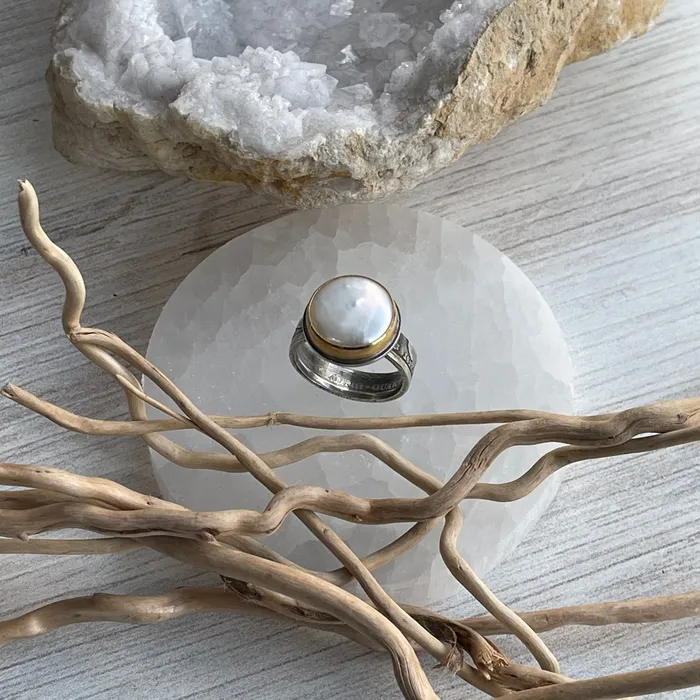 Rings HeidiJHale 22k Gold Pearl Coin Ring