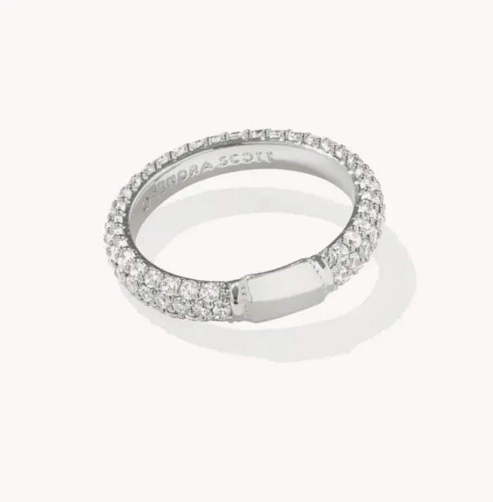 Rings KENDRA SCOTT KENDRA SCOTT Emery Silver Band Ring in White Crystal SZ6 9608874348