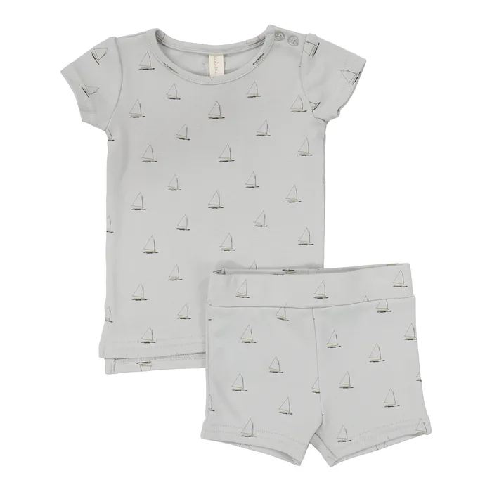 Rings Lilette Lilette Nautical Short Sleeve Set Light BlueNautical Print
