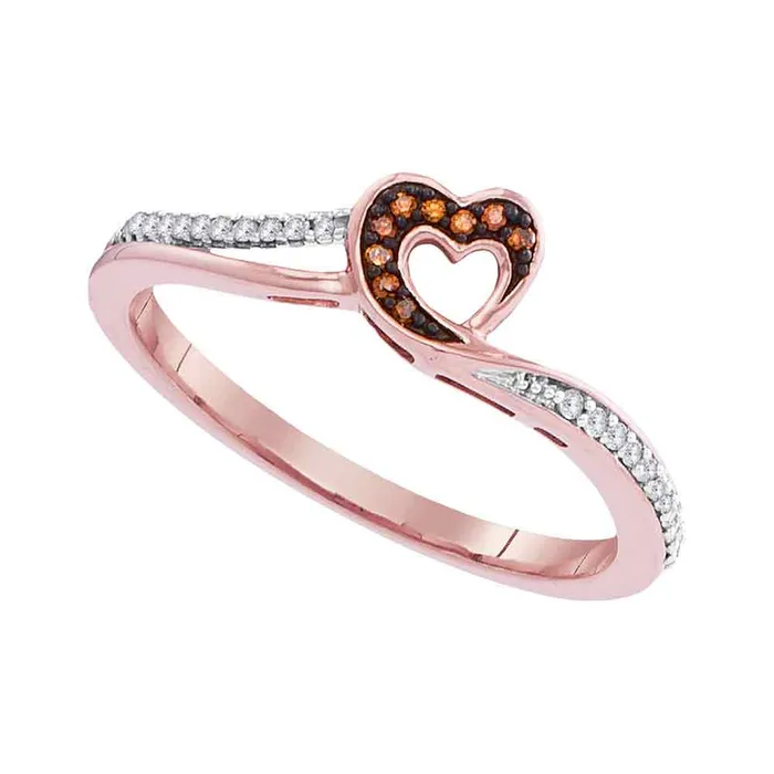 Rings mayamila 10kt Rose Gold Womens Round Red Color Enhanced Diamond Heart Love Ring 110 Cttw Rings mayamila 10kt Rose Gold Womens Round Red Color Enhanced Diamond Heart Love Ring 110 Cttw