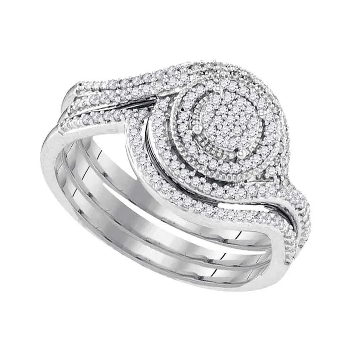 Rings mayamila 10kt White Gold Womens Diamond Circle Cluter Bridal Wedding Engagement Ring Band Set 13 Cttw Rings mayamila 10kt White Gold Womens Diamond Circle Cluter Bridal Wedding Engagement Ring Band Set 13 Cttw