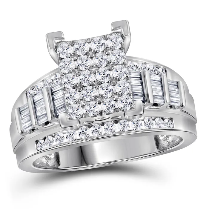 Rings mayamila 10kt White Gold Womens Princess Diamond Cluster Bridal Wedding Engagement Ring 100 Cttw Rings mayamila 10kt White Gold Womens Princess Diamond Cluster Bridal Wedding Engagement Ring 100 Cttw