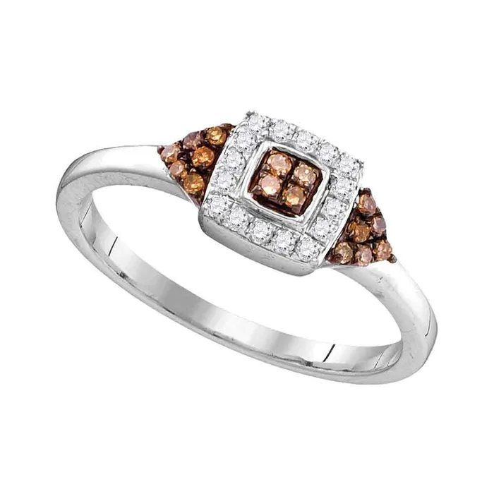 Rings mayamila 10kt White Gold Womens Round Brown Color Enhanced Diamond Square Cluster Ring 15 Cttw Rings mayamila 10kt White Gold Womens Round Brown Color Enhanced Diamond Square Cluster Ring 15 Cttw
