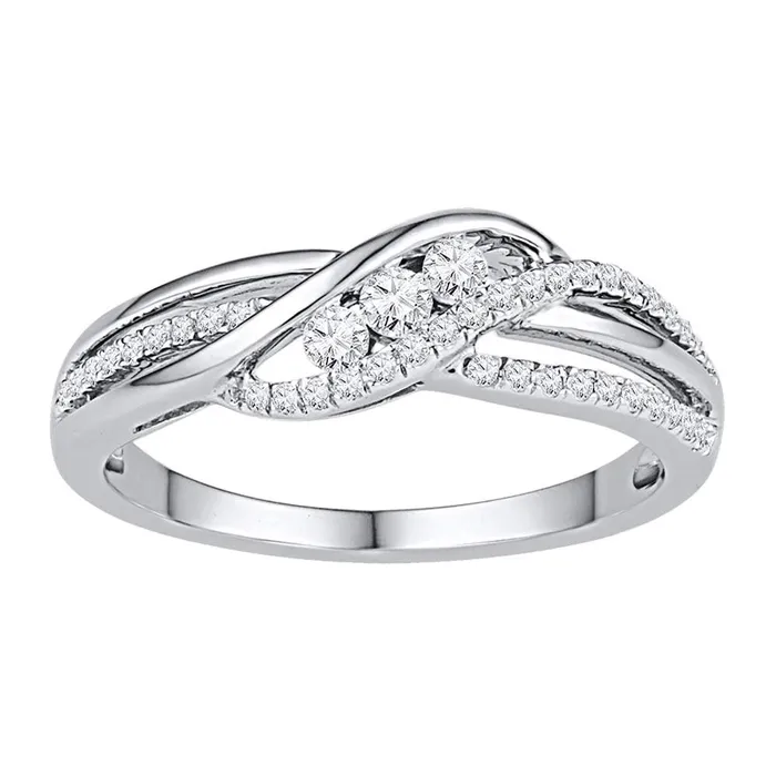 Rings mayamila 10kt White Gold Womens Round Diamond 3stone Bridal Wedding Engagement Ring 14 Cttw