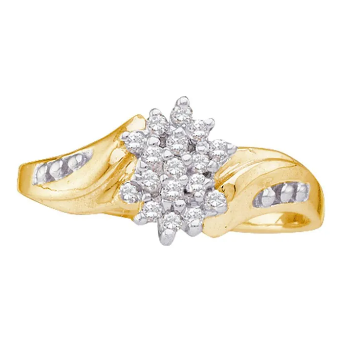 Rings mayamila 10kt Yellow Gold Womens Round Diamond Cluster Ring 18 Cttw Rings mayamila 10kt Yellow Gold Womens Round Diamond Cluster Ring 18 Cttw