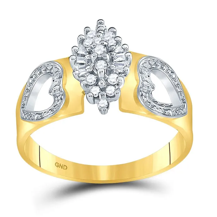 Rings mayamila 10kt Yellow Gold Womens Round Diamond Double Heart Cluster Ring 18 Cttw Rings mayamila 10kt Yellow Gold Womens Round Diamond Double Heart Cluster Ring 18 Cttw