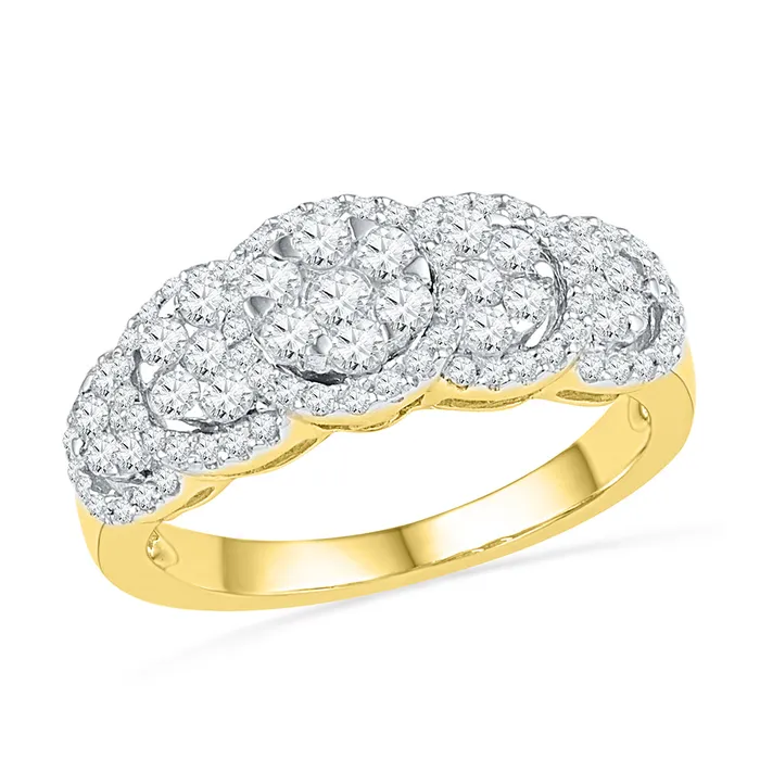 Rings mayamila 10kt Yellow Gold Womens Round Diamond Flower Cluster Ring 58 Cttw Rings mayamila 10kt Yellow Gold Womens Round Diamond Flower Cluster Ring 58 Cttw