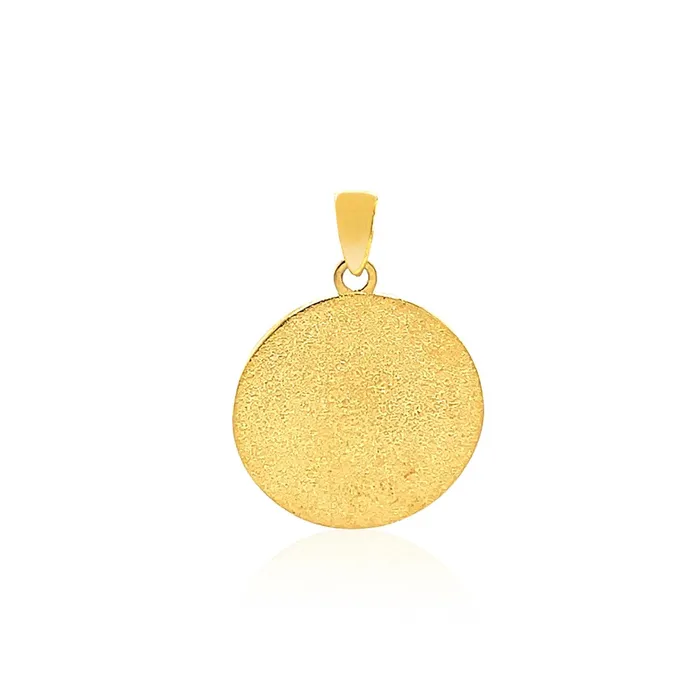 Rings MayaMila 14k Two Tone Gold Round Textured Religious Medal Pendant
