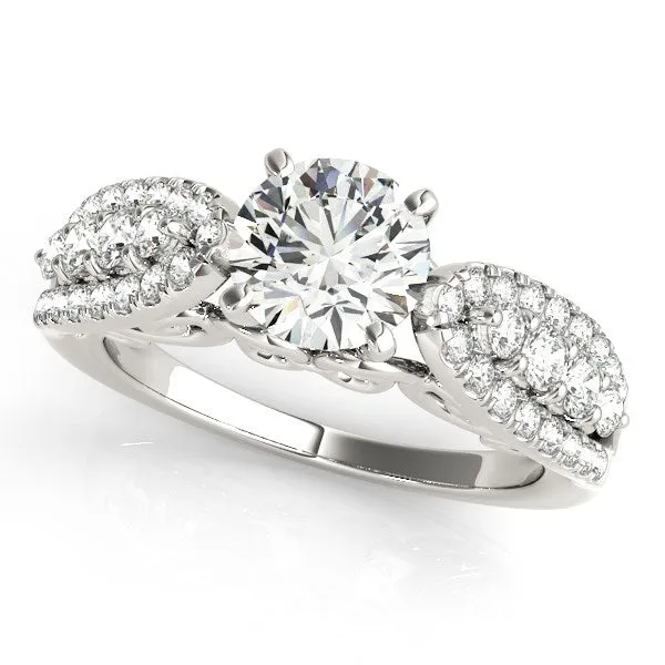 Rings MayaMila 14k White Gold Multirow Shank Round Diamond Engagement Ring 1 12 cttw Rings MayaMila 14k White Gold Multirow Shank Round Diamond Engagement Ring 1 12 cttw