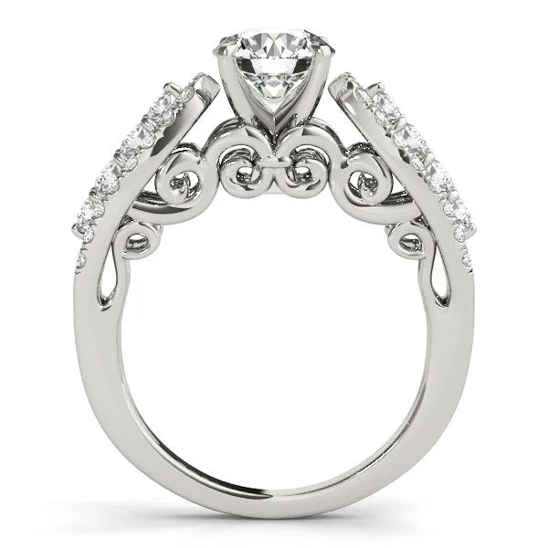 Rings MayaMila 14k White Gold Multirow Shank Round Diamond Engagement Ring 1 12 cttw