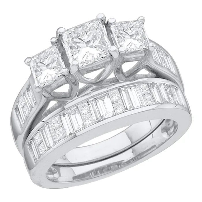 Rings mayamila 14kt White Gold Womens Princess 3Stone Diamond Bridal Wedding Engagement Ring Band Set 212 Cttw Rings mayamila 14kt White Gold Womens Princess 3Stone Diamond Bridal Wedding Engagement Ring Band Set 212 Cttw