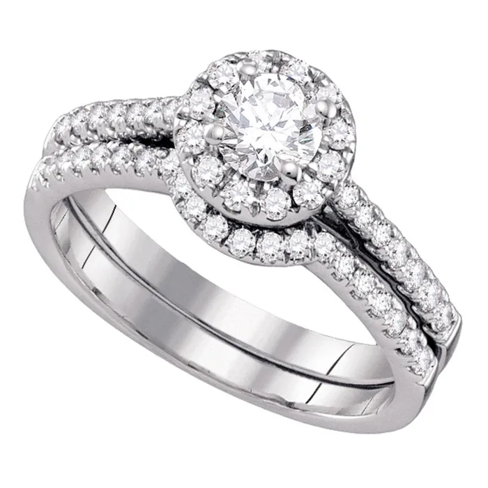Rings mayamila 14kt White Gold Womens Round Diamond Halo Bridal Wedding Engagement Ring Band Set 12 Cttw Rings mayamila 14kt White Gold Womens Round Diamond Halo Bridal Wedding Engagement Ring Band Set 12 Cttw