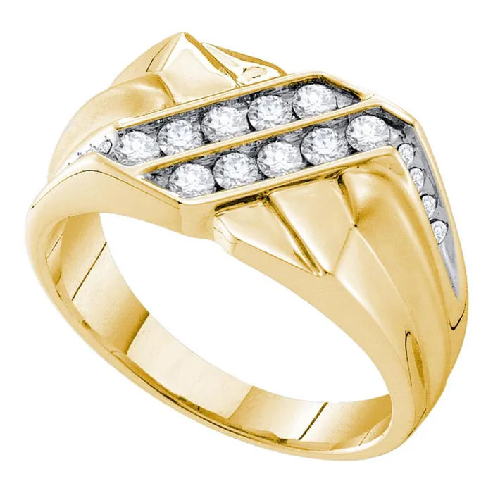 Rings mayamila 14kt Yellow Gold Mens Round Diamond Square Cluster Ring 58 Cttw