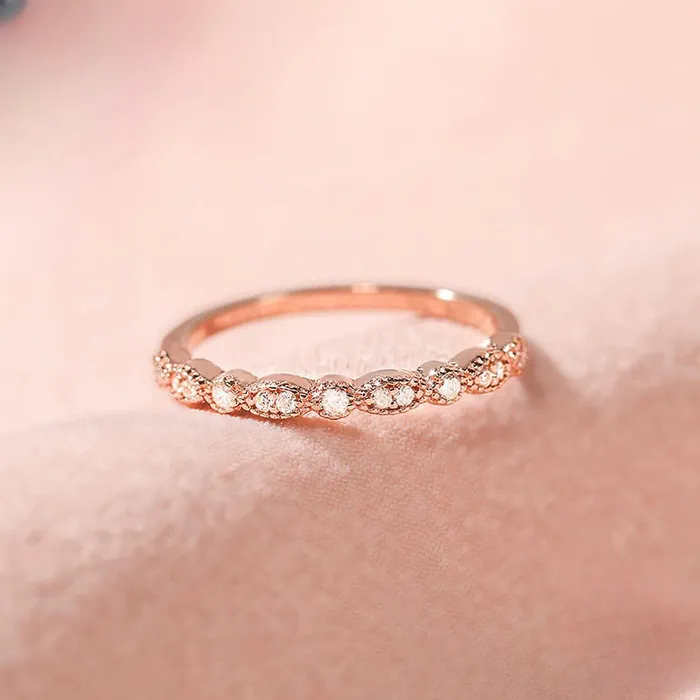 Rings Shineofidamond Art Deco Half Eternity Stacking Wedding Band in Sterling Silver Rings Shineofidamond Art Deco Half Eternity Stacking Wedding Band in Sterling Silver