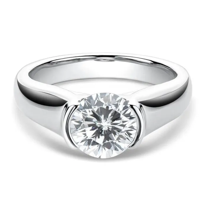 Rings Shineofidamond Round Cut 925 Sterling Silver Solitaire Ring