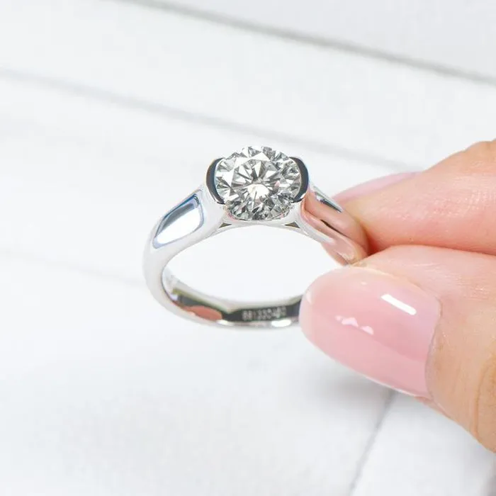Rings Shineofidamond Round Cut 925 Sterling Silver Solitaire Ring