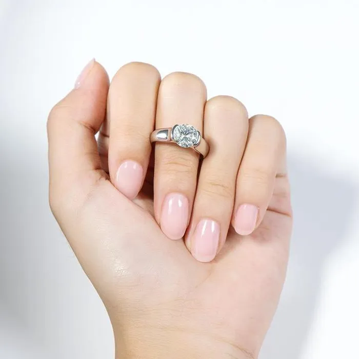 Rings Shineofidamond Round Cut 925 Sterling Silver Solitaire Ring