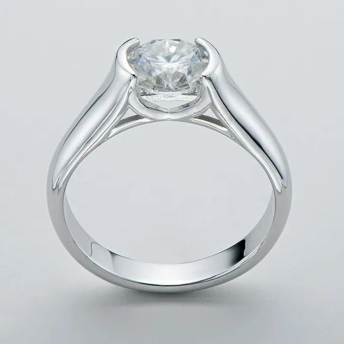 Rings Shineofidamond Round Cut 925 Sterling Silver Solitaire Ring