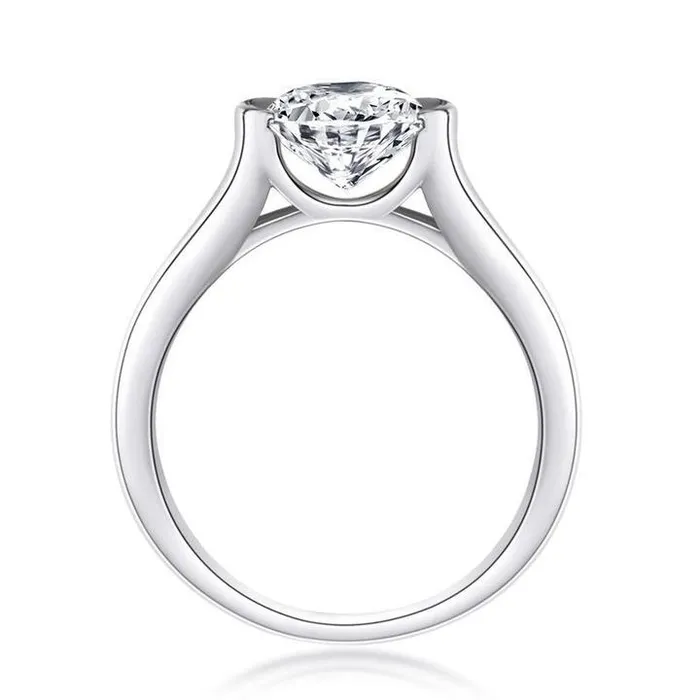 Rings Shineofidamond Round Cut 925 Sterling Silver Solitaire Ring
