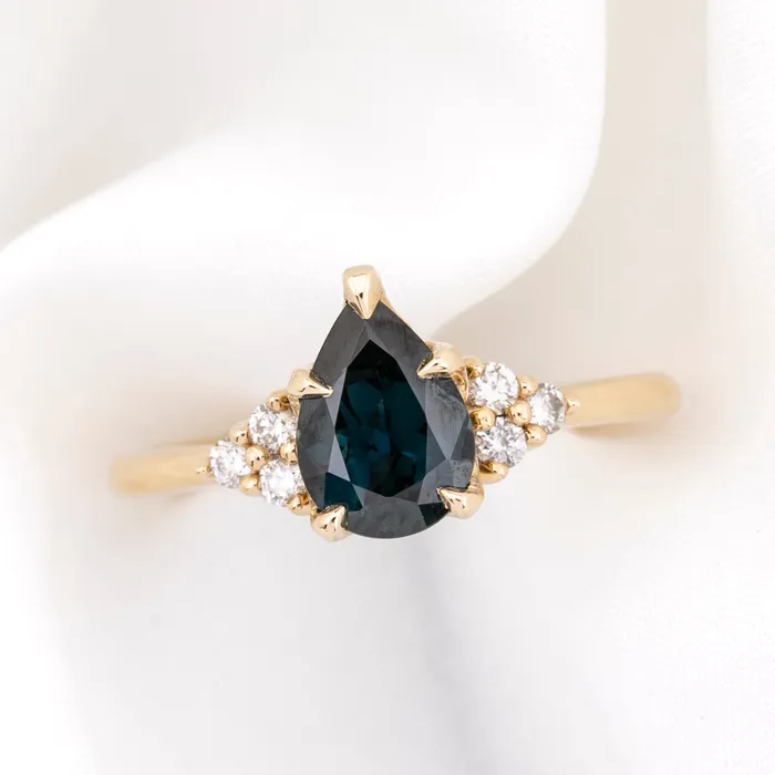 Rings Teresa Ring 137ct Deep Teal Blue Queensland Sapphire 14k Yellow Gold One of a kind Envero Jewelry Rings Teresa Ring 137ct Deep Teal Blue Queensland Sapphire 14k Yellow Gold One of a kind Envero Jewelry
