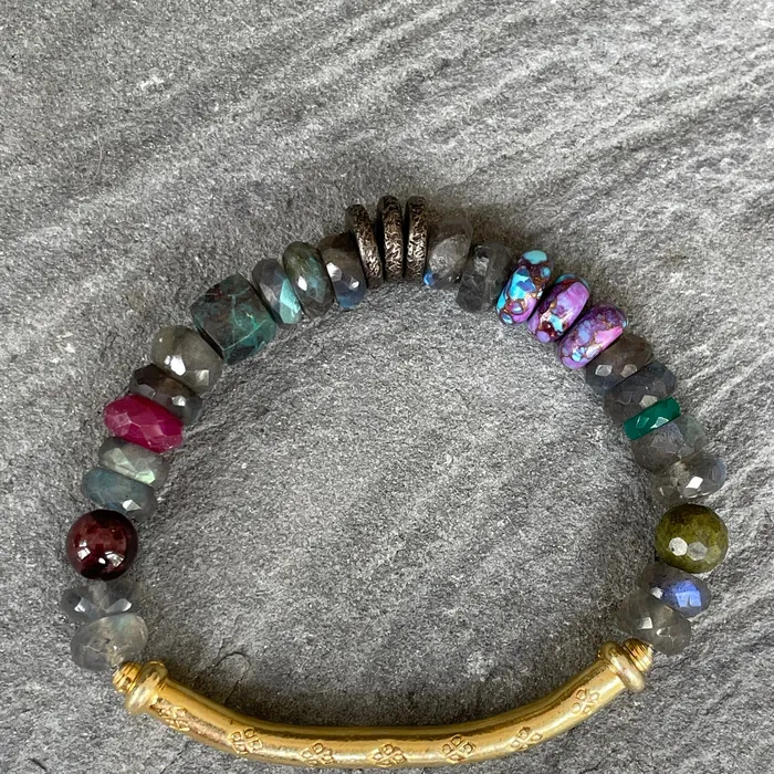 Riverstone Bracelets Labradorite and Chrysocolla Cube Beaded Bracelet Riverstone Bracelets Labradorite and Chrysocolla Cube Beaded Bracelet