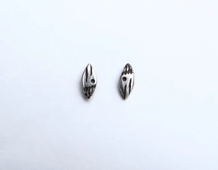Seanna Poirier Earrings Small patterned ellipse silver studs
