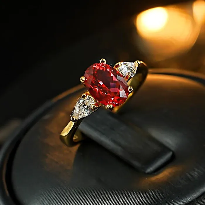 shine of diamond Rings Classic Oval Cut Three Stone Ruby Sterling Silver Engagement Ring shine of diamond Rings Classic Oval Cut Three Stone Ruby Sterling Silver Engagement Ring
