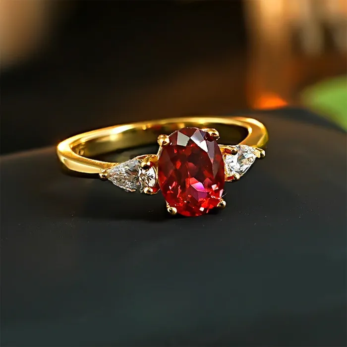shine of diamond Rings Classic Oval Cut Three Stone Ruby Sterling Silver Engagement Ring shine of diamond Rings Classic Oval Cut Three Stone Ruby Sterling Silver Engagement Ring