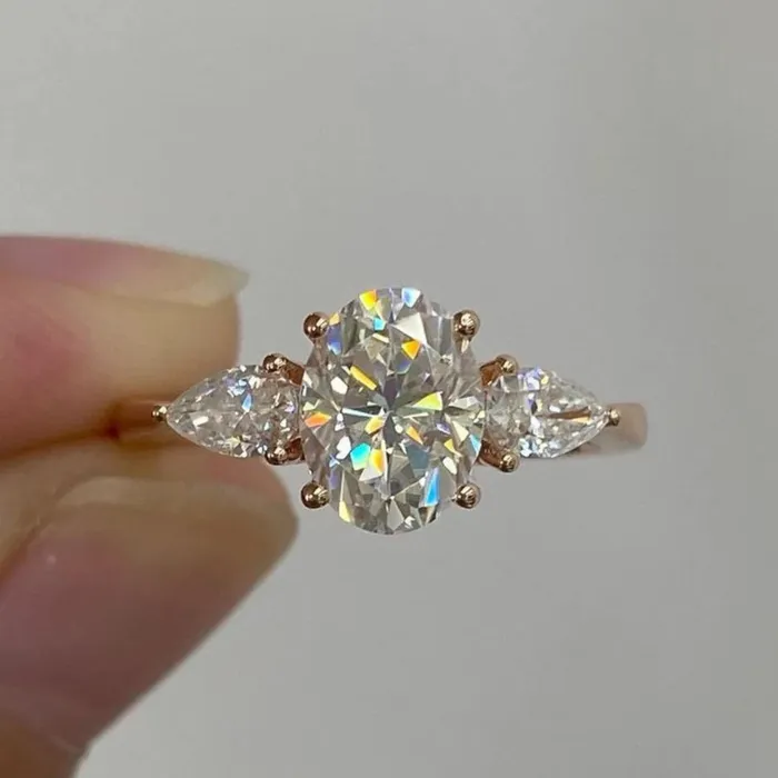 Shineofdiamond Rings 3 CT Oval Cut Three Stone Engagement Ring Shineofdiamond Rings 3 CT Oval Cut Three Stone Engagement Ring
