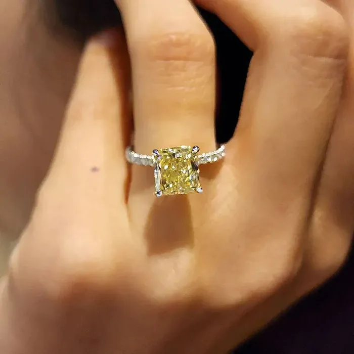 Shineofdiamond Rings Elegant Radiant Cut Sterling Silver Engagement Ring