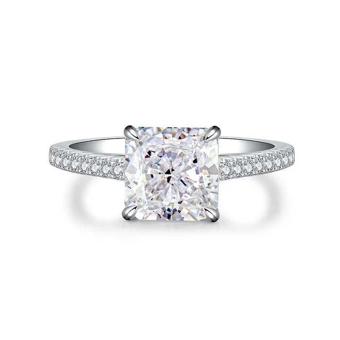 Shineofdiamond Rings Elegant Radiant Cut Sterling Silver Engagement Ring