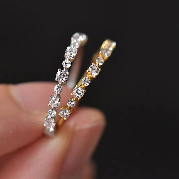 Shineofdiamond Rings Special Price Classic Half Eternity Band in Sterling Silver in Silver Golden Color Shineofdiamond Rings Special Price Classic Half Eternity Band in Sterling Silver in Silver Golden Color