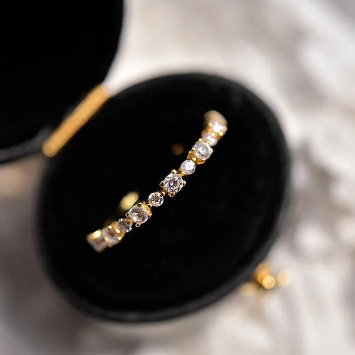 Shineofdiamond Rings Special Price Classic Half Eternity Band in Sterling Silver in Silver Golden Color