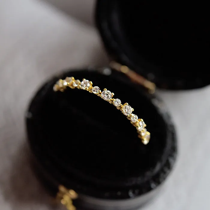 Shineofdiamond Rings Special Price Classic Half Eternity Band in Sterling Silver in Silver Golden Color