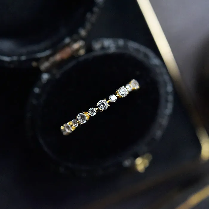 Shineofdiamond Rings Special Price Classic Half Eternity Band in Sterling Silver in Silver Golden Color