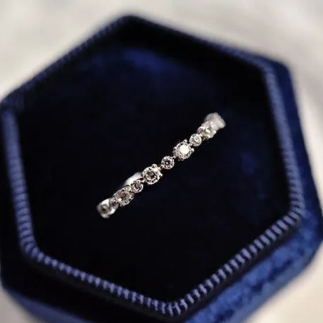 Shineofdiamond Rings Special Price Classic Half Eternity Band in Sterling Silver in Silver Golden Color