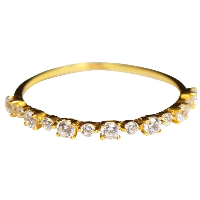Shineofdiamond Rings Special Price Classic Half Eternity Band in Sterling Silver in Silver Golden Color