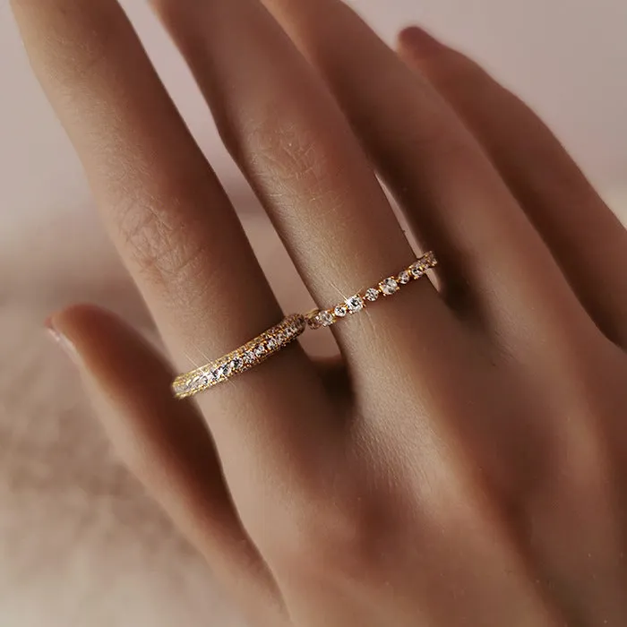 Shineofdiamond Rings Special Price Classic Half Eternity Band in Sterling Silver in Silver Golden Color