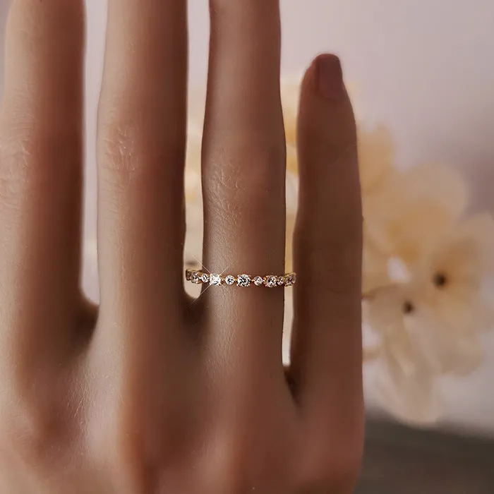 Shineofdiamond Rings Special Price Classic Half Eternity Band in Sterling Silver in Silver Golden Color