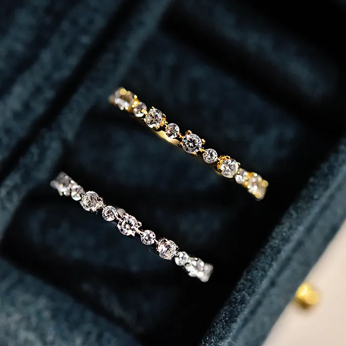 Shineofdiamond Rings Special Price Classic Half Eternity Band in Sterling Silver in Silver Golden Color