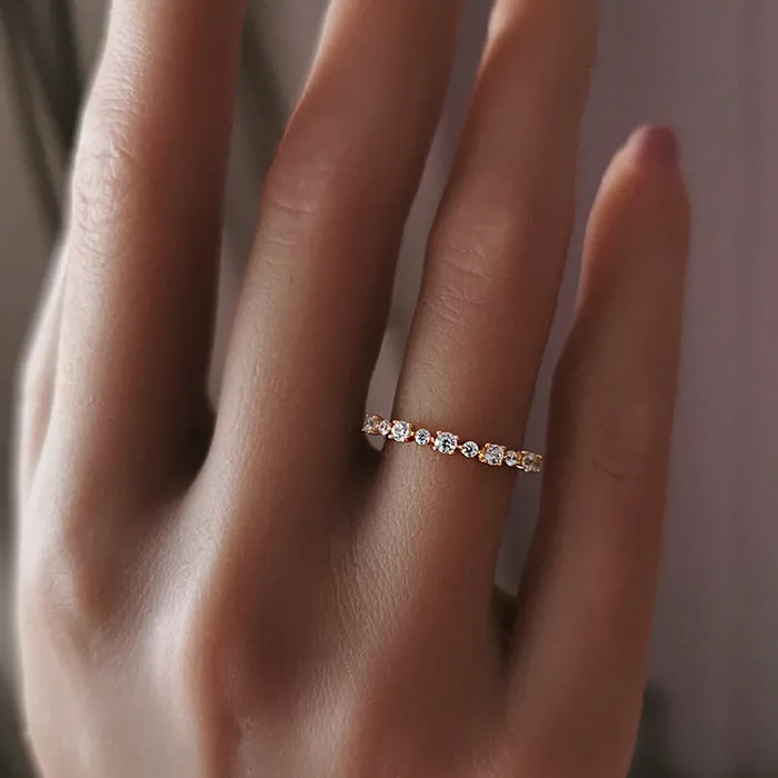 Shineofdiamond Rings Special Price Classic Half Eternity Band in Sterling Silver in Silver Golden Color