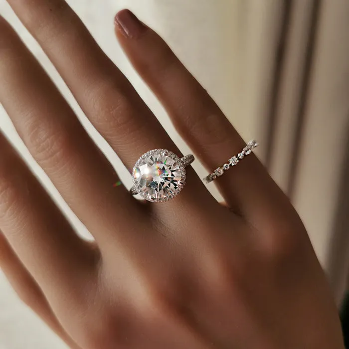 Shineofdiamond Rings Special Price Classic Half Eternity Band in Sterling Silver in Silver Golden Color