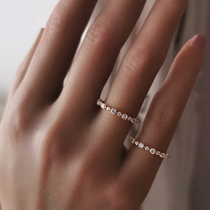 Shineofdiamond Rings Special Price Classic Half Eternity Band in Sterling Silver in Silver Golden Color