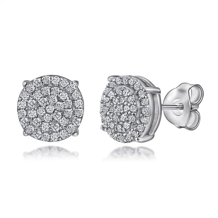 Shineofidamond Earrings Classic Pave Sterling Silver Stud Earrings