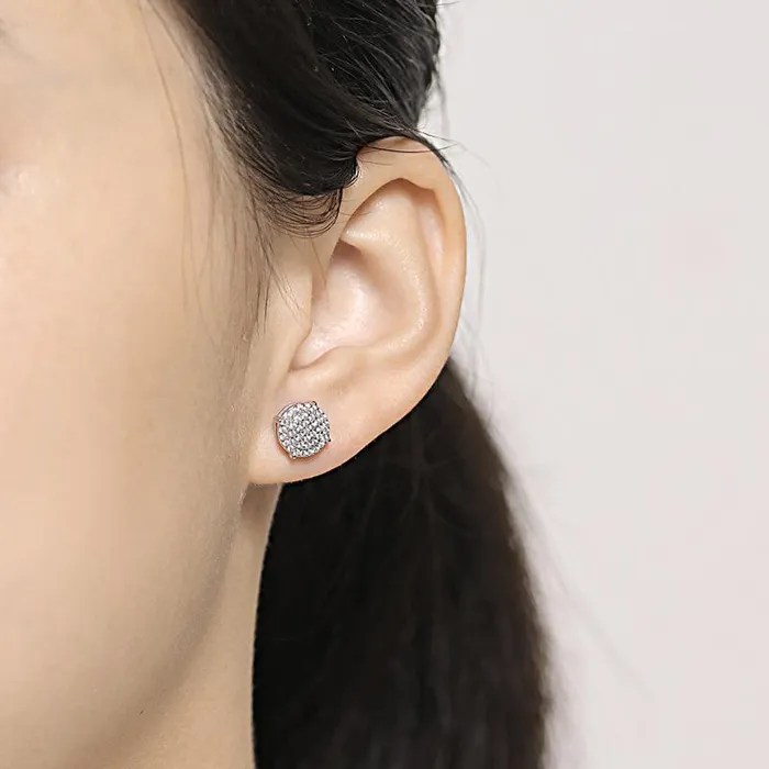 Shineofidamond Earrings Classic Pave Sterling Silver Stud Earrings Shineofidamond Earrings Classic Pave Sterling Silver Stud Earrings